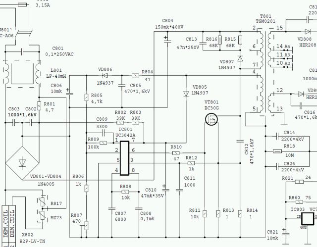 Uc3843b схема блока питания