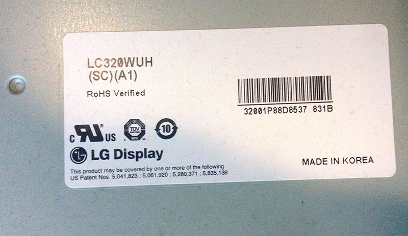- LG Display LG320WUH (SC)(A1) 32001P88D8537 831B Made in Korea